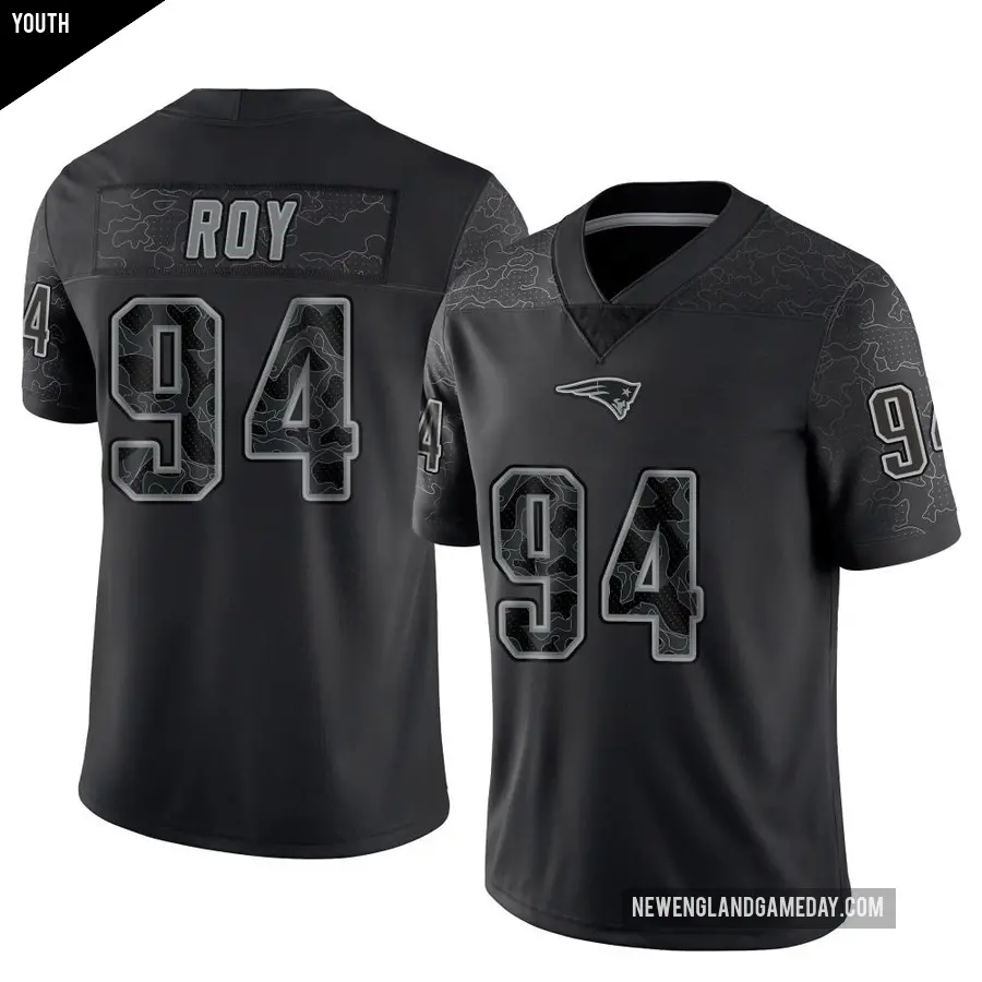 Youth New England Patriots ＃94 Jaquelin Roy Black Limited Reflective Jersey
