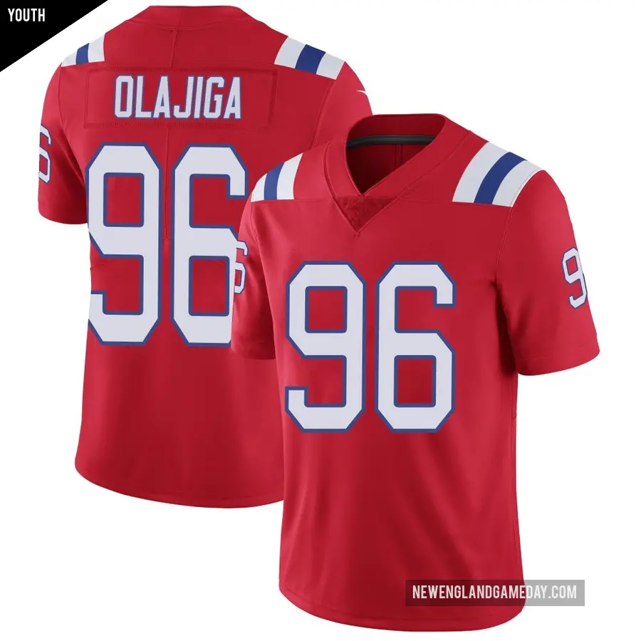 Youth New England Patriots ＃96 David Olajiga Red Limited Vapor Untouchable Alternate Jersey