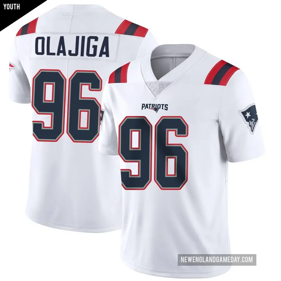 Youth New England Patriots ＃96 David Olajiga White Limited Vapor Untouchable Jersey