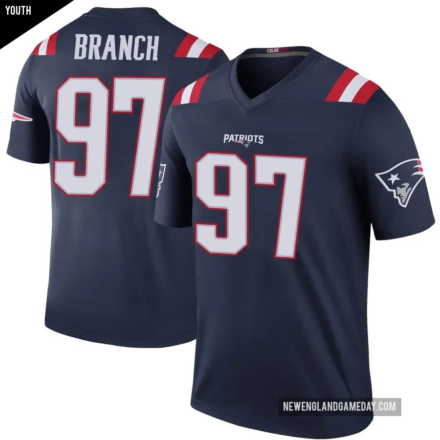Youth New England Patriots ＃97 Alan Branch Navy Legend Color Rush Jersey