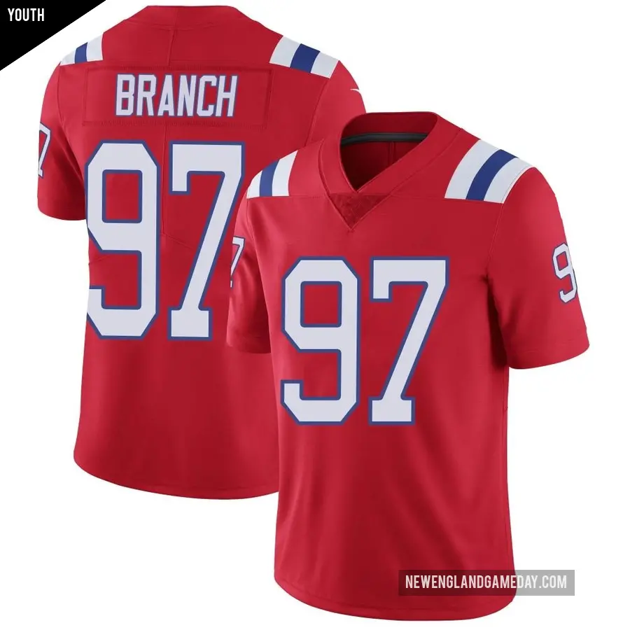 Youth New England Patriots ＃97 Alan Branch Red Limited Vapor Untouchable Alternate Jersey