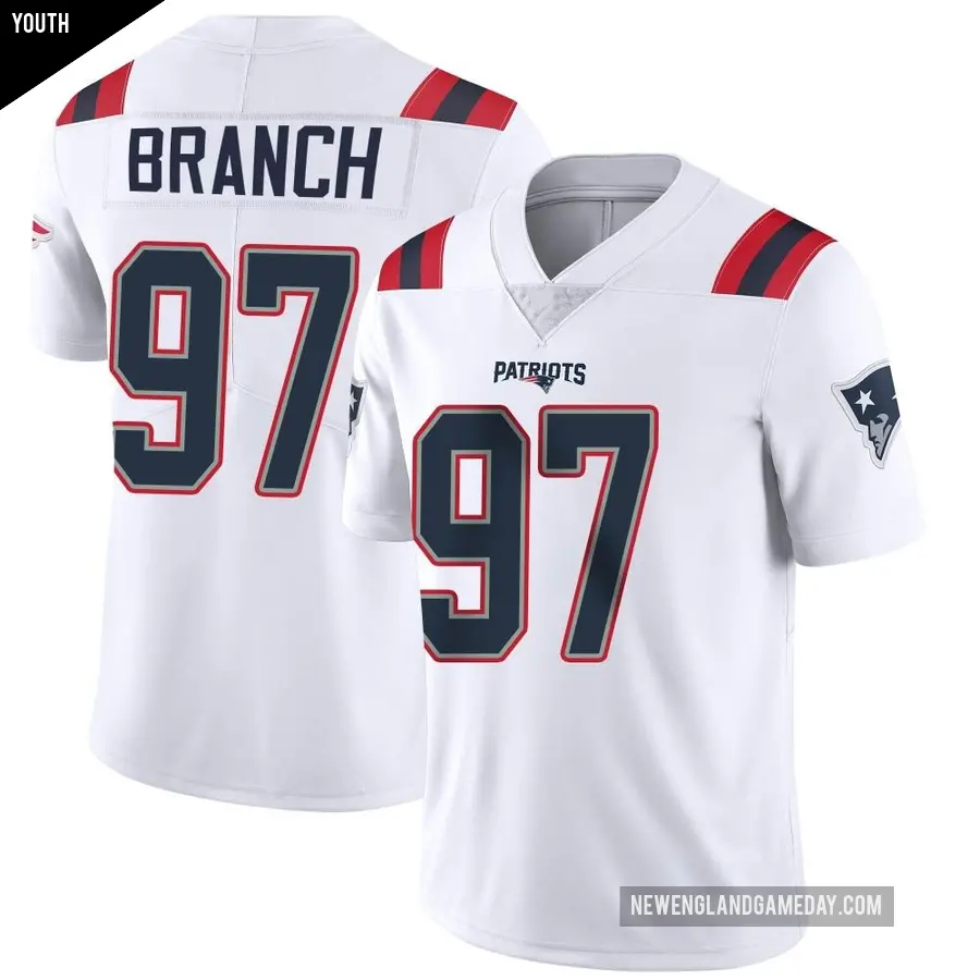 Youth New England Patriots ＃97 Alan Branch White Limited Vapor Untouchable Jersey