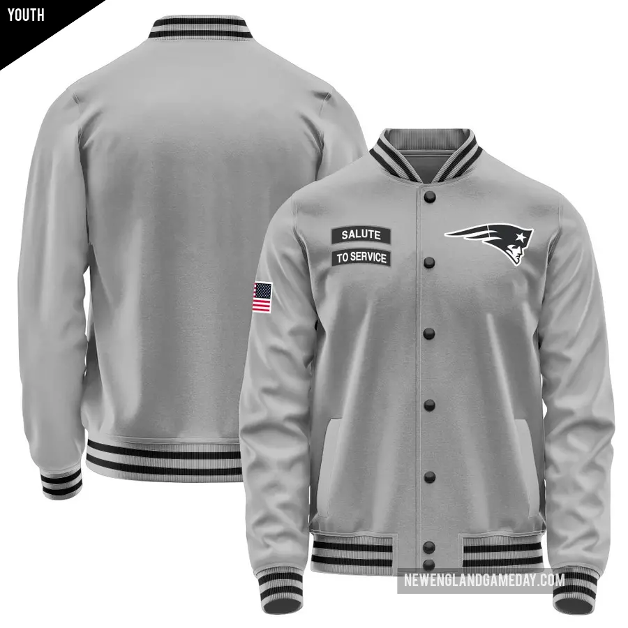 Youth New England Patriots Gray Salute to Service Performance Jacket